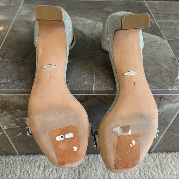 Badgley Mischa Silver Sparkle Heels with Ankle Strap - Picture 5 of 6